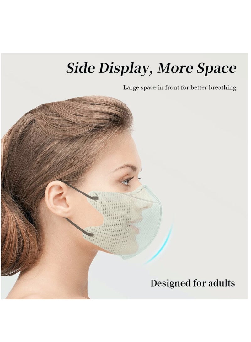 HEXAR 20 Pcs 3D Disposable Face Mask Unisex Adult's 3-Ply Filter Face Mask with Elastic Ear Loop - White - Image 4