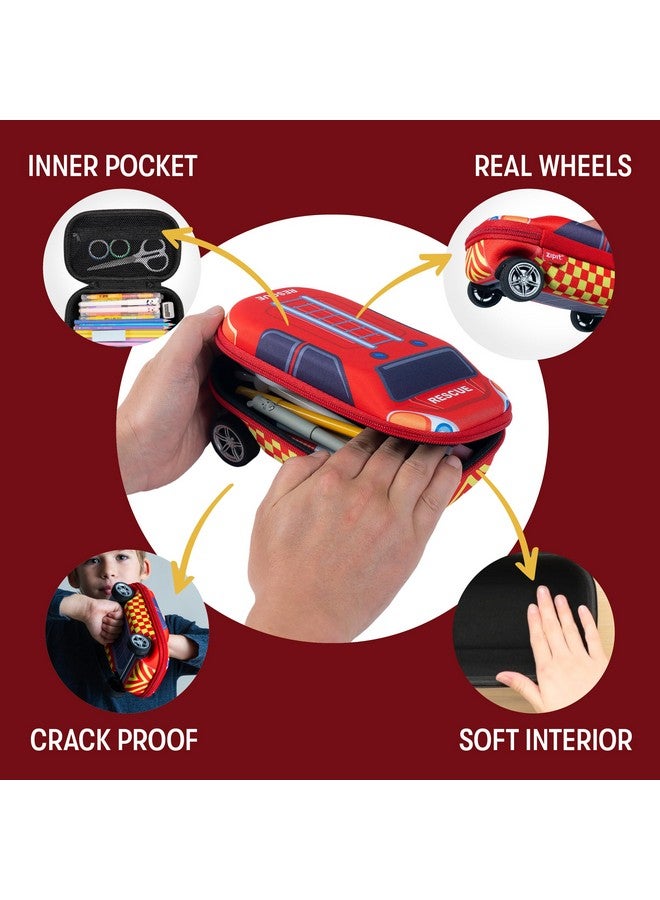 ZIPIT Fire Truck Pencil Case for Boys, Large Capacity Pencil Box for School - Image 3