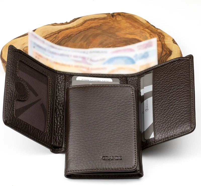 غراندي 1414 Leather Magnetic Men's Wallet (with lighter gift)