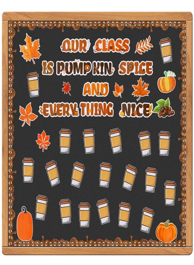 Bigmeta 71Pcs Fall Bulletin Board Decoration Set with 200 Glue Points Coffee Cup Pumpkin Maple Cutouts, Autumn Classroom Cardboard Cut-Outs for Thanksgiving Halloween School Blackboard Wall Decor - Image 1