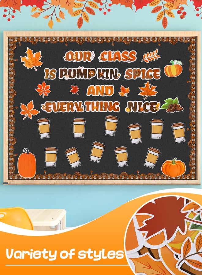Bigmeta 71Pcs Fall Bulletin Board Decoration Set with 200 Glue Points Coffee Cup Pumpkin Maple Cutouts, Autumn Classroom Cardboard Cut-Outs for Thanksgiving Halloween School Blackboard Wall Decor - Image 4