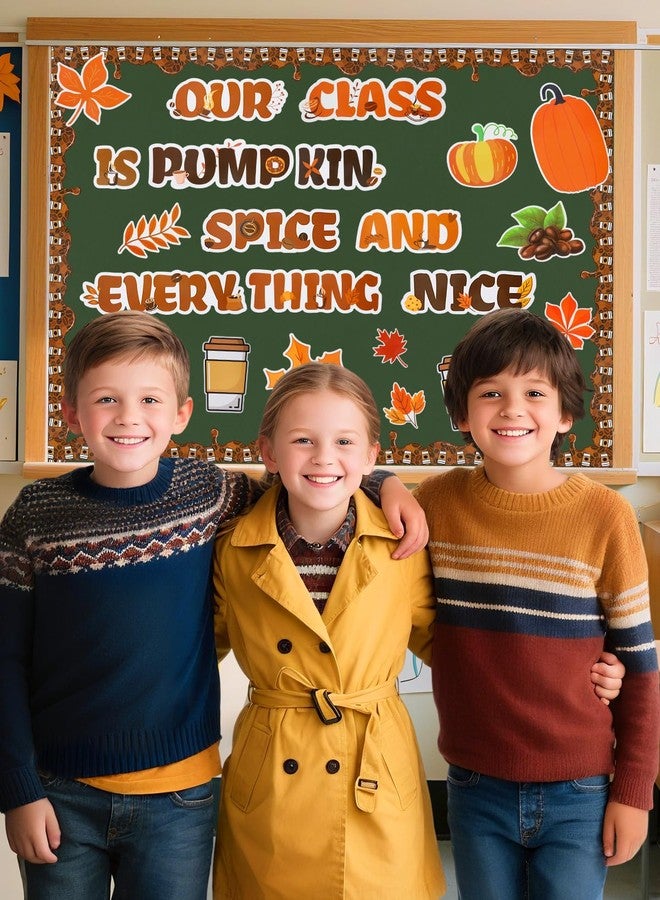 Bigmeta 71Pcs Fall Bulletin Board Decoration Set with 200 Glue Points Coffee Cup Pumpkin Maple Cutouts, Autumn Classroom Cardboard Cut-Outs for Thanksgiving Halloween School Blackboard Wall Decor - Image 5