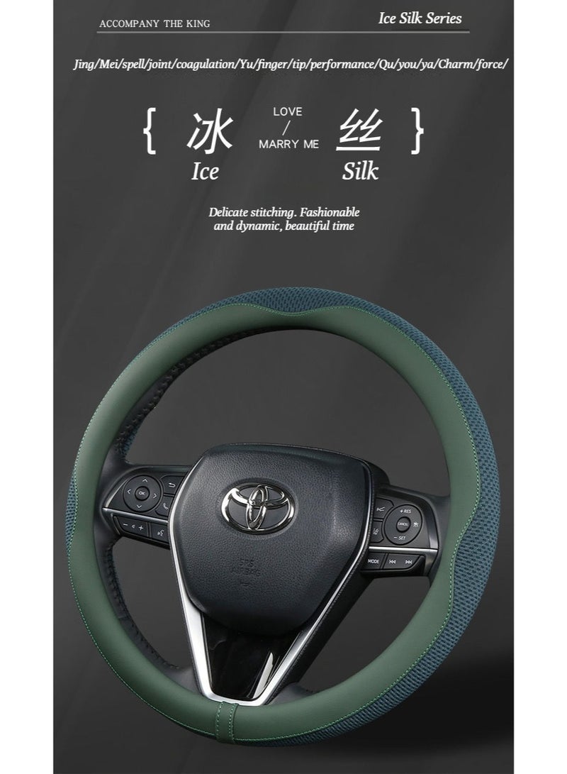 Ice Silk Anti-Sweat Ultra-Thin Summer Car Steering Wheel Cover Suitable for All Seasons, Cute Cartoon Design, Women's Trendy Female Model Strap Cover - Image 2