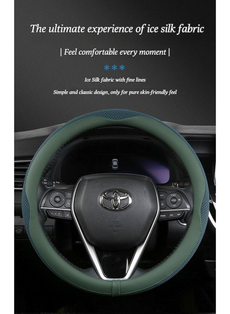 Ice Silk Anti-Sweat Ultra-Thin Summer Car Steering Wheel Cover Suitable for All Seasons, Cute Cartoon Design, Women's Trendy Female Model Strap Cover - Image 4