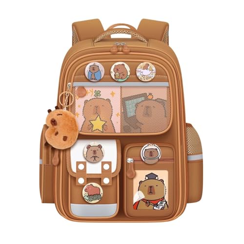 DHUENIOPE Cute Capybara Backpack with Chic Case and More Pins Ita Bag Cartoon Laptop Travel Utility Funny Going Out Casual Bag(Khaki) - Image 1