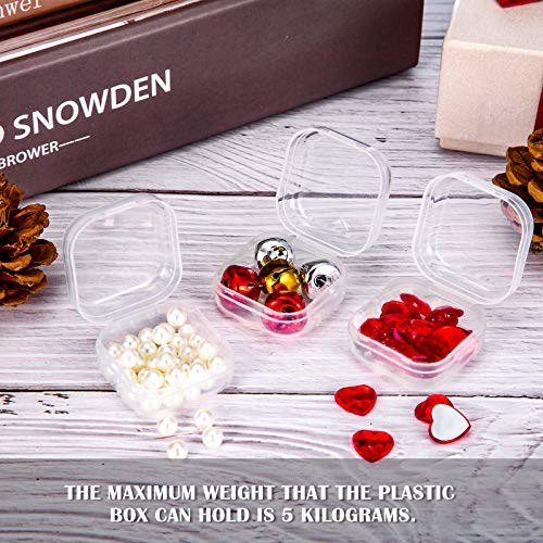 Satinior 24 Packs Small Clear Plastic Beads Storage Containers Box with Hinged Lid for Storage of Small Items, Crafts, Jewelry, Hardware(1.37 x 1.37 x 0.7 Inches) - Image 3