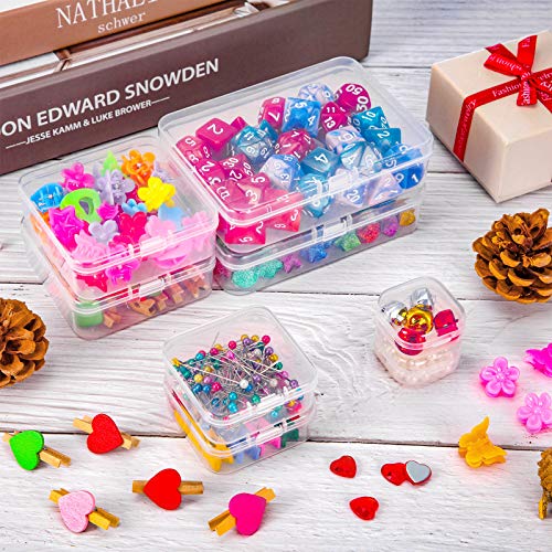Satinior 24 Packs Small Clear Plastic Beads Storage Containers Box with Hinged Lid for Storage of Small Items, Crafts, Jewelry, Hardware(1.37 x 1.37 x 0.7 Inches) - Image 5