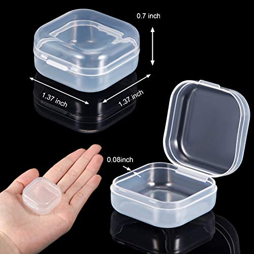 Satinior 24 Packs Small Clear Plastic Beads Storage Containers Box with Hinged Lid for Storage of Small Items, Crafts, Jewelry, Hardware(1.37 x 1.37 x 0.7 Inches) - Image 2