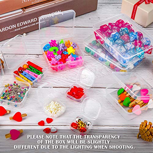 Satinior 24 Packs Small Clear Plastic Beads Storage Containers Box with Hinged Lid for Storage of Small Items, Crafts, Jewelry, Hardware(1.37 x 1.37 x 0.7 Inches) - Image 4