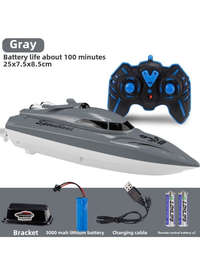 Oversized Remote Control Boat Charging High Speed Remote Control Speedboat Ship Wireless Electric Boy Children Water Toy Boat Model-Color:[technology Gray] 25cm Remote Control Boat-Specifications:Three Batteries For 300 Minutes  - Image 1