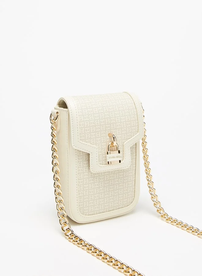 فلورا بيلا من شو إكسبرس Women's Monogram Print Crossbody Bag With Chain Strap And Button Closure