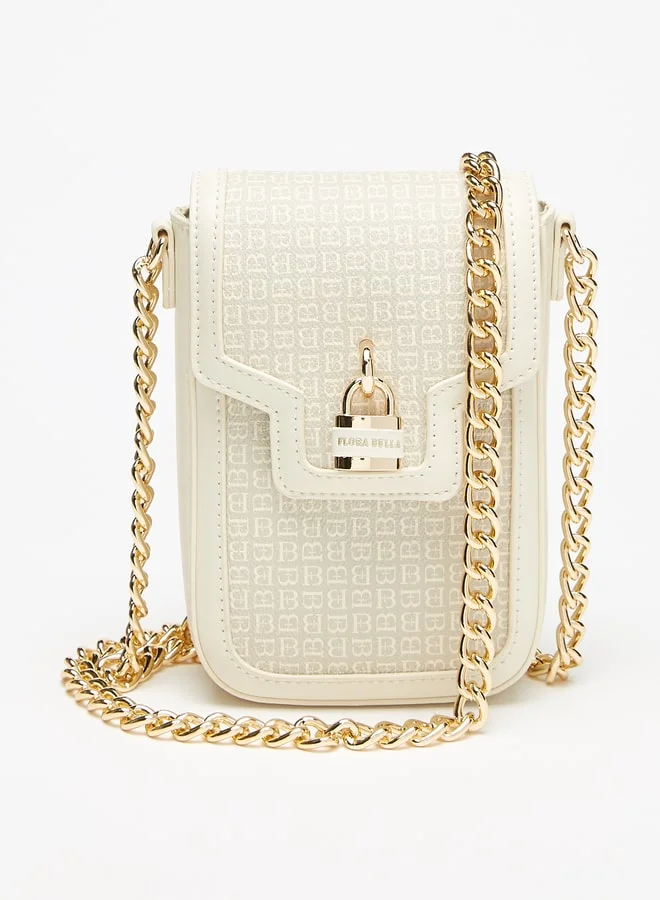 فلورا بيلا من شو إكسبرس Women's Monogram Print Crossbody Bag With Chain Strap And Button Closure