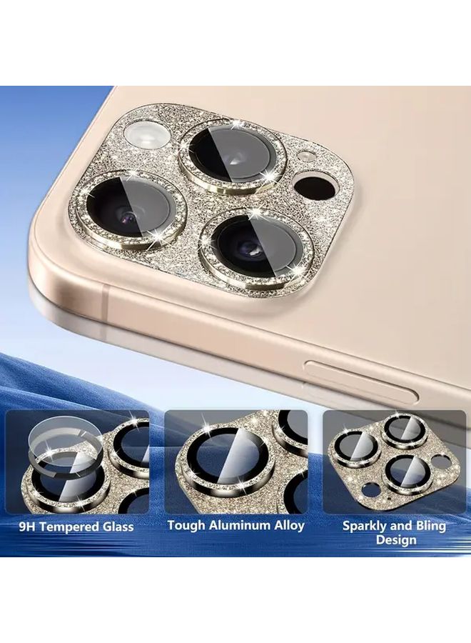 Glitter Golden 9H Tempered Glass Camera Lens Protector for iPhone 15 Plus - Image 4