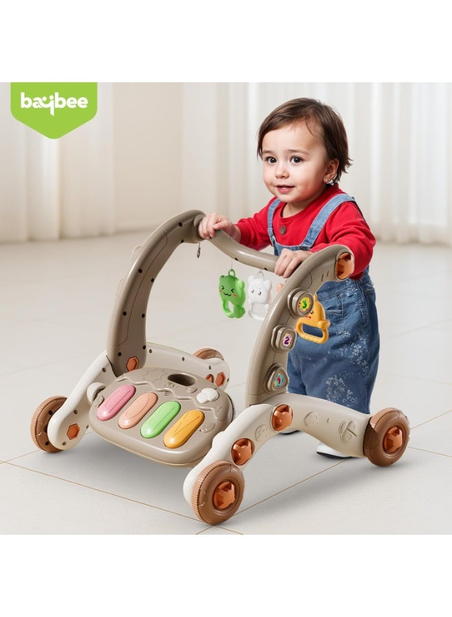 BAYBEE 3-in-1 Baby Play Gym Mat & Sit-to-Stand Learning Baby Walker with Removable Musical Piano, Lights & Toys | Activity Walker for Kids | Baby Gym for Newborn, Infant & Toddler Boy Girl 0-12 Months Coffee - Image 2