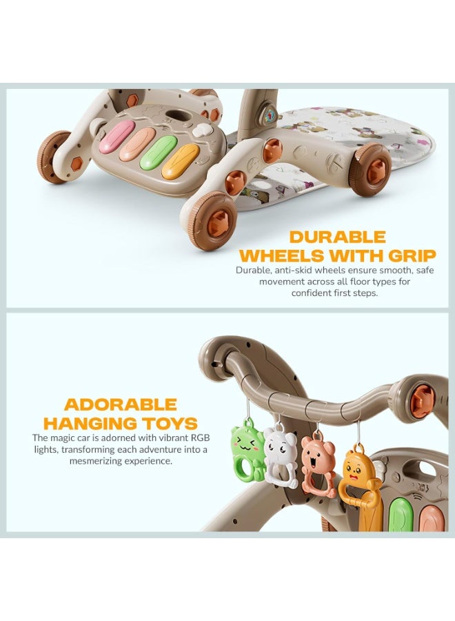 BAYBEE 3-in-1 Baby Play Gym Mat & Sit-to-Stand Learning Baby Walker with Removable Musical Piano, Lights & Toys | Activity Walker for Kids | Baby Gym for Newborn, Infant & Toddler Boy Girl 0-12 Months Coffee - Image 5