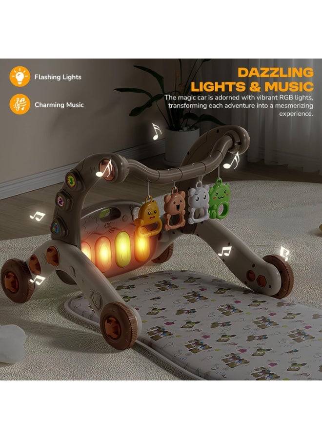 BAYBEE 3-in-1 Baby Play Gym Mat & Sit-to-Stand Learning Baby Walker with Removable Musical Piano, Lights & Toys | Activity Walker for Kids | Baby Gym for Newborn, Infant & Toddler Boy Girl 0-12 Months Coffee - Image 4