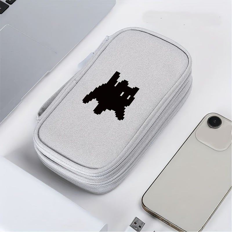 Cable Organizer Bag Light Grey Multifunctional Travel Digital Organizer Large Capacity Double Layer For Chargers Passports Business Trip - Image 3