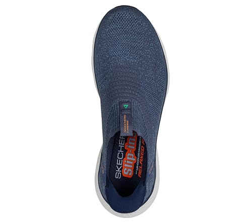 SKECHERS حذاء سنيكرز سكيشرز للرجال إدجراید كوميشنر سهل الارتداء بدون استخدام اليدين، أزرق/برتقالي، 6.5 عريض - Image 2