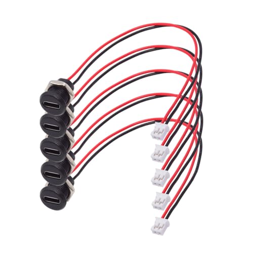 xiwai 5pcs DIY OEM Type C Female Socket to 2Pin Header Wire Extension DC 5V Power Cord Pitch20mm Panel Mount USB C Waterproof Jack 175cm - Image 1