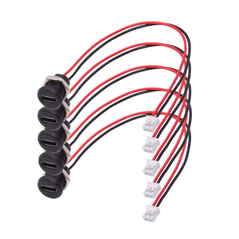 xiwai 5pcs DIY OEM Type C Female Socket to 2Pin Header Wire Extension DC 5V Power Cord Pitch20mm Panel Mount USB C Waterproof Jack 175cm - Image 2
