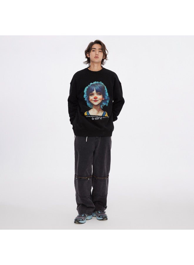 EPTISON Women's Spring Outfit Painted Print Loose Round Neck Trendy Hoodie Unisex Couple's Hoodie For Men In Spring And Autumn - Image 3