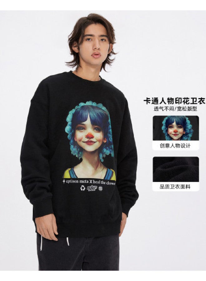 EPTISON Women's Spring Outfit Painted Print Loose Round Neck Trendy Hoodie Unisex Couple's Hoodie For Men In Spring And Autumn - Image 1