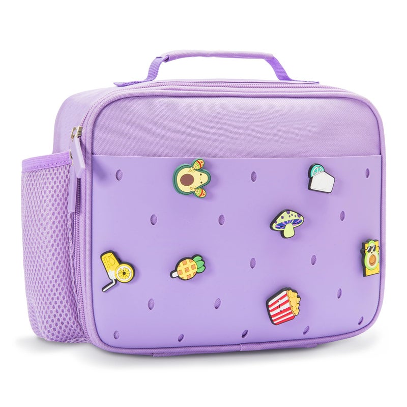 Uxeqtop Kid Insulated Lunch Bag Cute Lunch Box Reusable Lunch Tote for School Picnic Birthday Gifts for GirlPurple