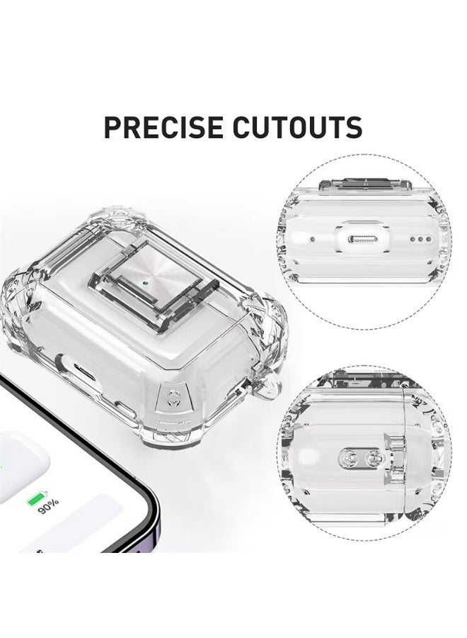 Sisily Transparent TPU Lock Earphone Charging Box Case Cover Full Protection Shell for Apple Airpods 4 with Carabiner  - Image 5