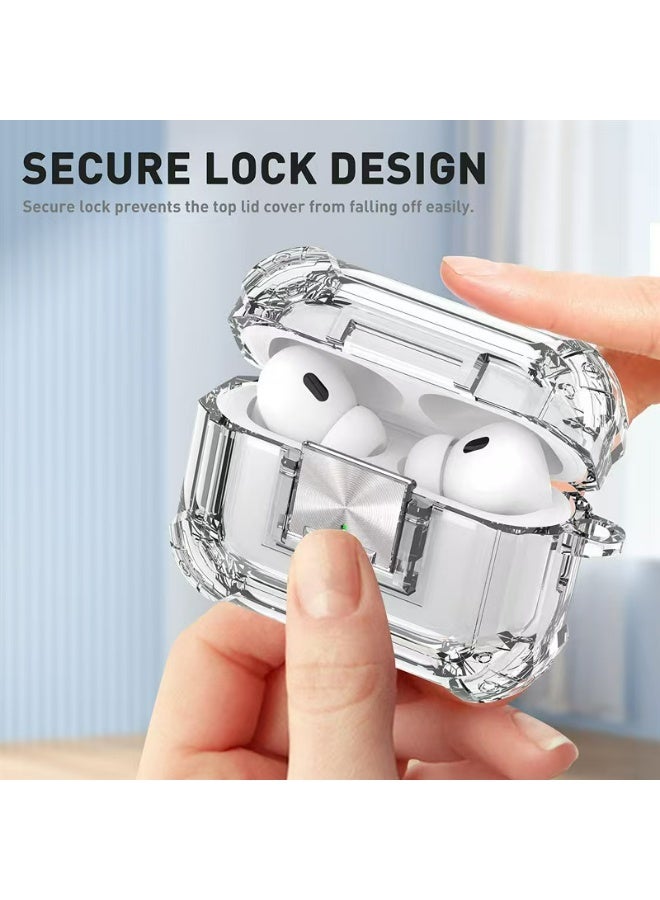 Sisily Transparent TPU Lock Earphone Charging Box Case Cover Full Protection Shell for Apple Airpods 4 with Carabiner  - Image 4