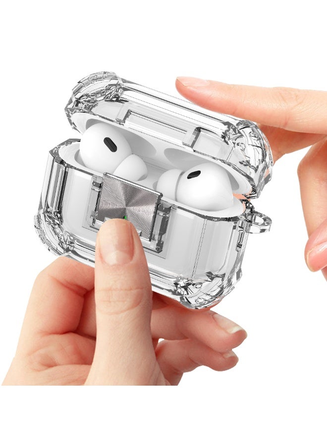 Sisily Transparent TPU Lock Earphone Charging Box Case Cover Full Protection Shell for Apple Airpods 4 with Carabiner  - Image 2