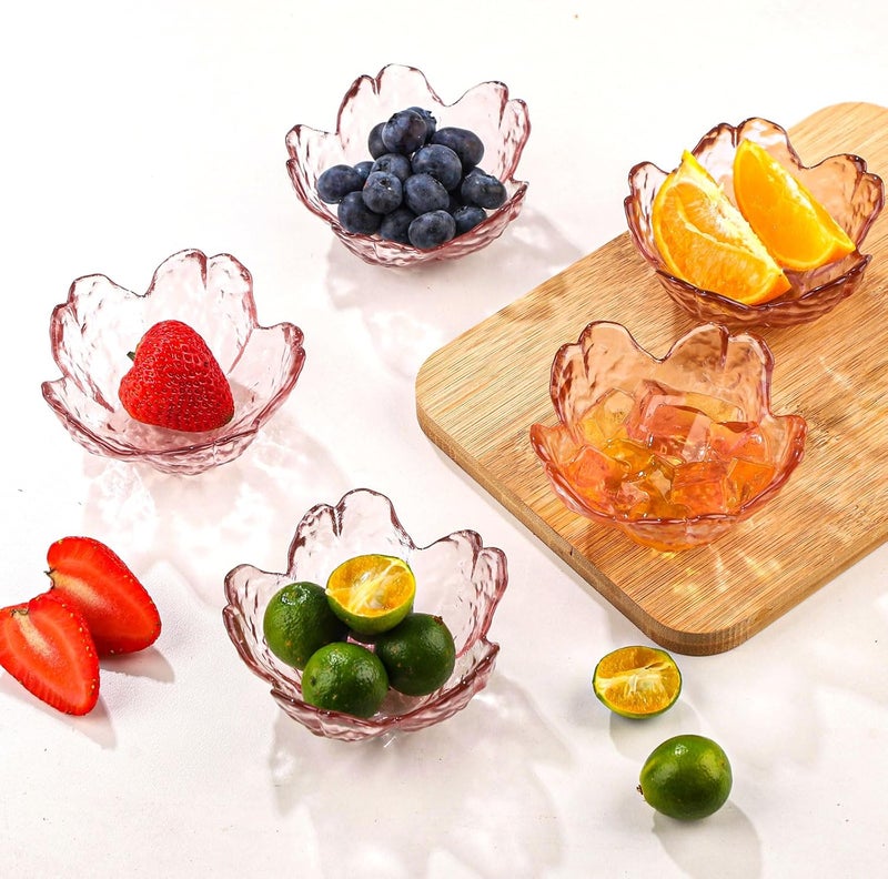WHJY WHJY 8 pack Cute Sauce Dishes Glass Dish Set for Soy Sauce Snacks Tea Bag Mini Glass Bowls Clear Pink Cherry Blossom Soy Sauce Dishes  - Image 5
