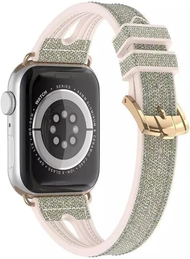 Next Next Store 42mm/44mm/45mm/49mm Slim Bling Genuine Leather Silicone Watch Band with Comfortable and Stylish Design Compatible for iWatch Series 1/2/3/4/5/6/7/8/9/SE/Ultra/Ultra 2.