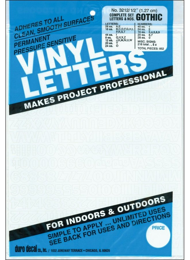 Duro Graphic Products Duro 1/2-inch Gothic Vinyl Letters and Numbers Set, White - Image 1