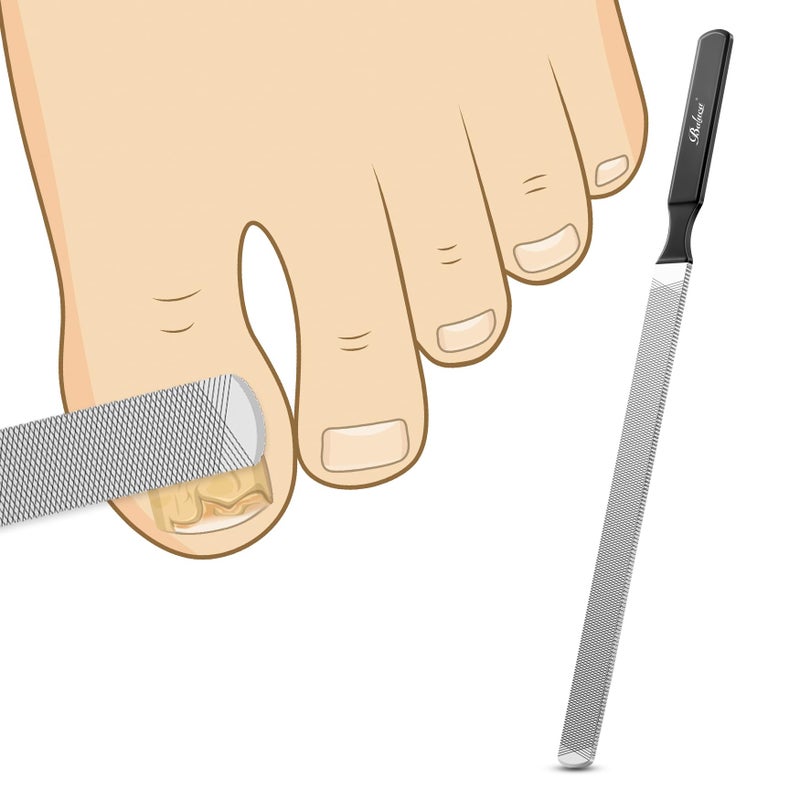 BALUCA Professional Stainless Steel Long Nail File for Thick Nails, Metal Fingernail Toenail File for Women, 4.72-Inch Filing Surface, Durable and Efficient Nail Care Tool (Black, 1, Count, Coarse) - Image 1