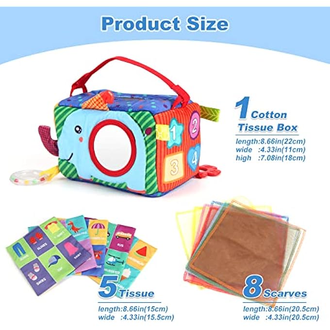 MY FIRST TISSUE BOX WITH TUMMY TIME MIRROR, MONTESSORI TOY BABY INFANTS NEWBORNS KIDS EDUCATIONAL PRESCHOOL LEARNING 3-6-9-12 MONTHS DEVELOPMENT STEM GIFT - Image 2