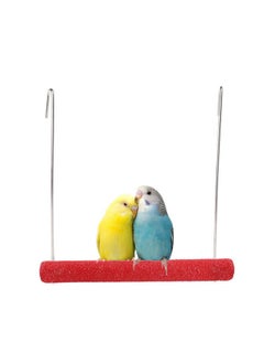 Western Era Playful Natural Perch Wood Perch Swing Toy Cage Hanging Platform, Climbing, Exercise Sand Perch For Birds (Small)  - Image 1