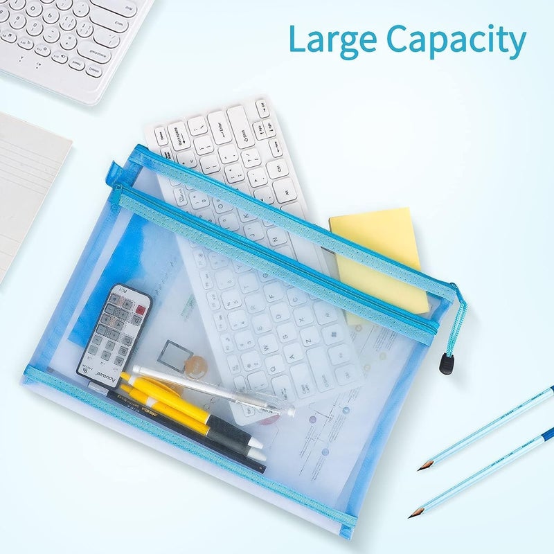 SUNNIFA Waterproof Document File Folder Set Zipper Pouch, Expanding File & Clip Folder Office, School, Travel Use | A4 Size Organizer for Papers & Certificates (A4 Double Layer Bag, Multicolor) - Image 1