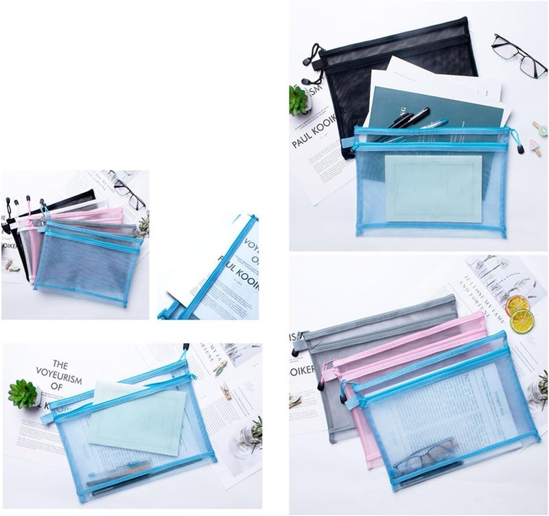 SUNNIFA Waterproof Document File Folder Set Zipper Pouch, Expanding File & Clip Folder Office, School, Travel Use | A4 Size Organizer for Papers & Certificates (A4 Double Layer Bag, Multicolor) - Image 2