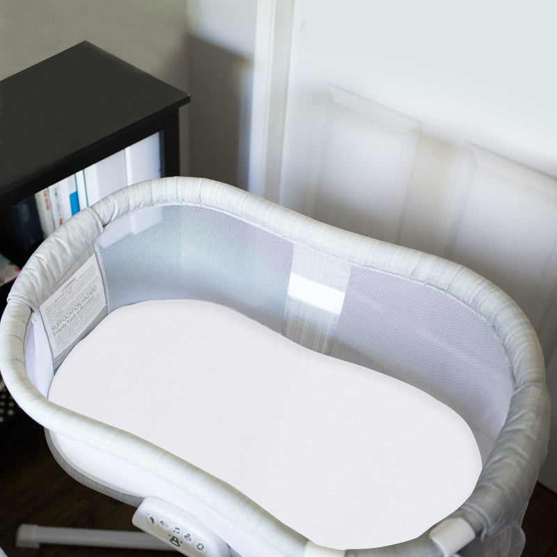 Biloban Bassinet Sheets Universal Fit for Oval, Hourglass, Rectangle Bassinet Mattress, 2 Pack 100% Cotton Sheets for Halo Bassinest Swivel, Flex, Luxe Sleeper, Unisex Bassinet Fitted Sheet for Baby, White - Image 4