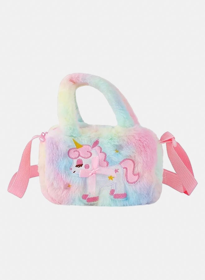 Unicorn Crossbody Bag Cute Messenger Bags Little Girls Shoulder Bag Small Cartoon Fashionable Handbags Tote Plush Tote Bag Storage Bags  - Image 1