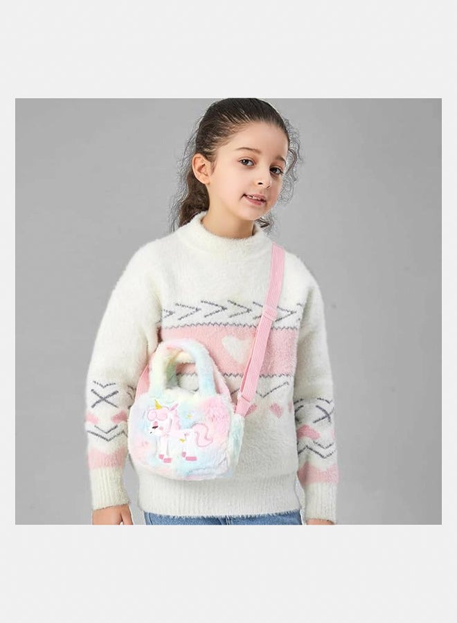 Unicorn Crossbody Bag Cute Messenger Bags Little Girls Shoulder Bag Small Cartoon Fashionable Handbags Tote Plush Tote Bag Storage Bags  - Image 2