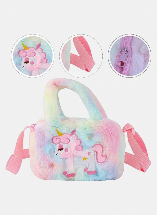 Unicorn Crossbody Bag Cute Messenger Bags Little Girls Shoulder Bag Small Cartoon Fashionable Handbags Tote Plush Tote Bag Storage Bags  - Image 3