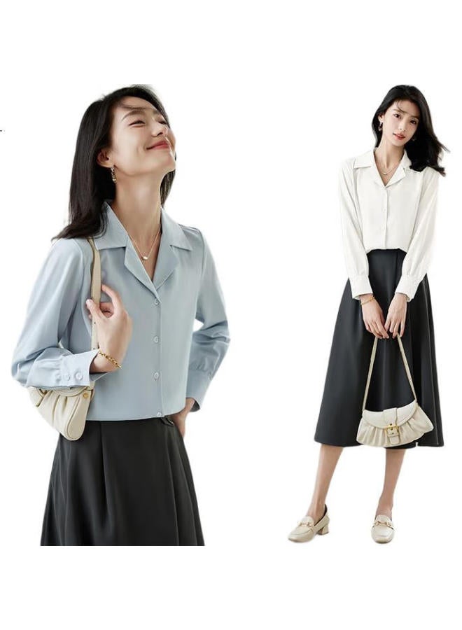 First Application Chushen Spring And Autumn Long Sleeve Shirt Women'S Suit Collar High-End French Style Elegant Drape Commuter Shirt Top S143C2020 - Image 3