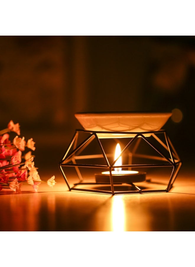 Delicate Romantic Iron Ceramic Aroma Wax Melt Warmer | Essential Oil Burner Candle Holder for Home Fragrance - Image 4