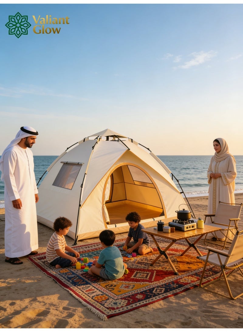 توهج شجاع مأوى طوارئ سريع |خيمة تخييم خارجية تتسع لـ 4-5 أشخاص | خيمة شاطئية | خيمة للتخييم | خيمه رحلات | خيمه سريعه | مصنوعة من قماش أكسفورد مقاوم للماء 210D مع باب وغطاء علوي | سهلة وسريعة التركيب | تأتي مع حقيبة تخزين | خيمة منبثقة مقاومة للماء والرياح والرمل، مناسبة للتخييم والمشي لمسافات طويلة وتسلق الجبال. - Image 2
