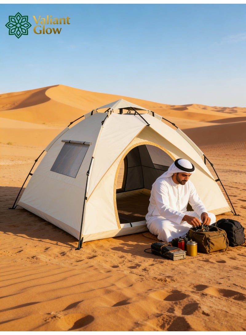 توهج شجاع مأوى طوارئ سريع |خيمة تخييم خارجية تتسع لـ 4-5 أشخاص | خيمة شاطئية | خيمة للتخييم | خيمه رحلات | خيمه سريعه | مصنوعة من قماش أكسفورد مقاوم للماء 210D مع باب وغطاء علوي | سهلة وسريعة التركيب | تأتي مع حقيبة تخزين | خيمة منبثقة مقاومة للماء والرياح والرمل، مناسبة للتخييم والمشي لمسافات طويلة وتسلق الجبال. - Image 3