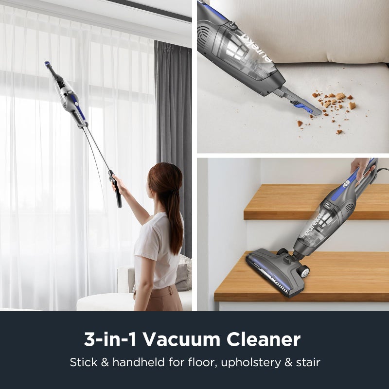 Eureka Corded Stick Vacuum Cleaner for Home Pet Hair, Lightweight Stick Vacuum Cleaner with Powerful Suction for Carpet Tile and Hard Floor, Blue, 3-in-1 Handheld Vac NES312 - Image 5