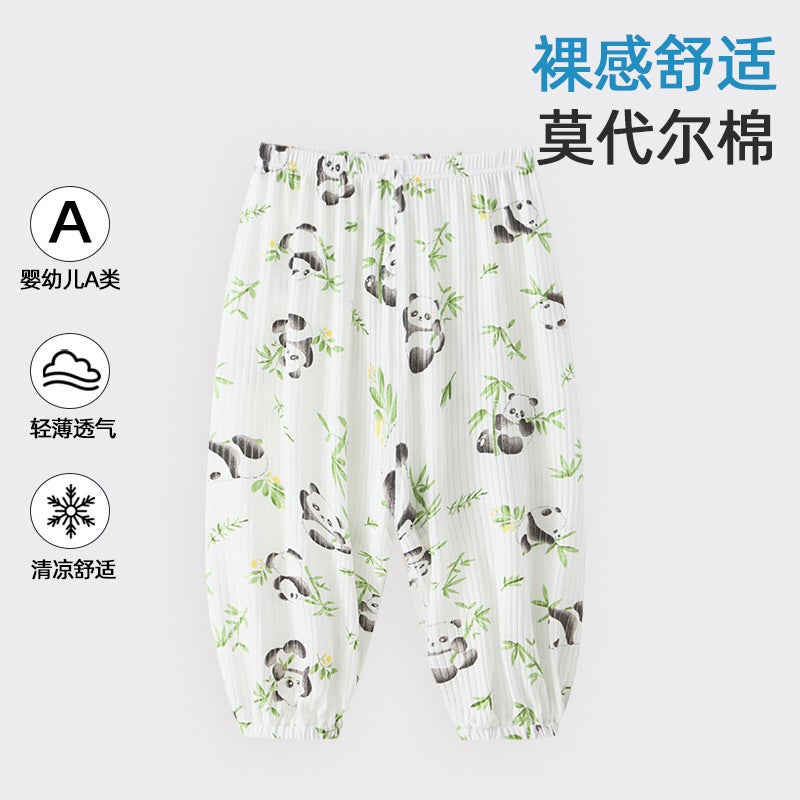 Girls'' Pants Summer Anti-Mosquito Pants Baby Breathable Soft Bloomers Baby Outer Wear Casual Cartoon Thin Pants - Image 1