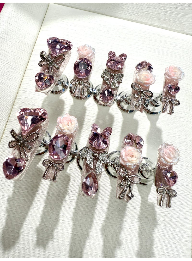 Handcrafted, luxurious pink camellia heart-shaped patch from Jia Heavy Industry, item number x311, medium to long - Image 1