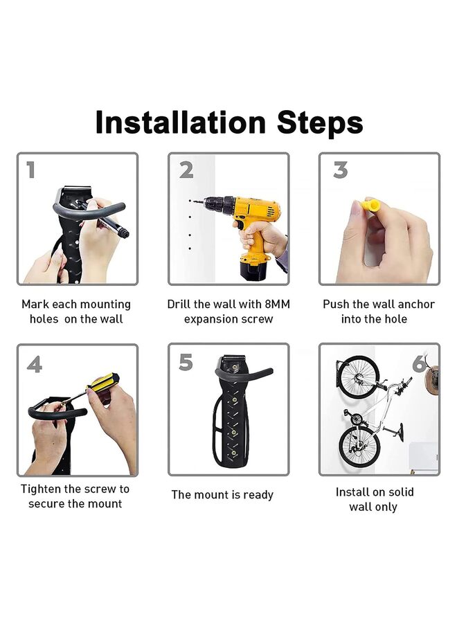 2 Pack Bike Wall Mount Rack with Tire Tray - Vertical Bike Storage Rack for Indoor,Garage,Shed - Easy to install - Hanging Road,Mountain or Hybrid Bikes Screws Included - Image 4